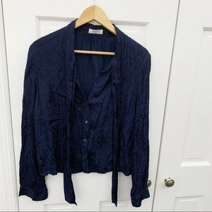 Babaton Embossed Tie-neck Top